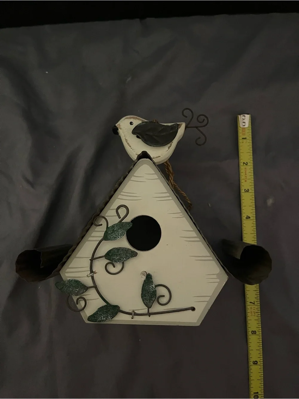 Hobby Lobby Cream and Green Birdhouse Accent